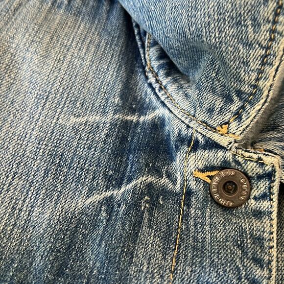 H&M LOGG Women's Denim Jacket Size 6 Distressed Blazer Pockets Utility - Picture 5 of 12